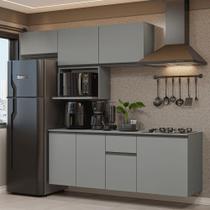 Armário de Cozinha Completa 240 cm Suspensa Cinza Nice Madesa 07 Armário de Cozinha Completa 240 cm Suspensa Cinza Nice Madesa 07