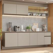 Armário de Cozinha Completa 240 cm Suspenso Crema Nice Madesa 05 Armário de Cozinha Completa 240 cm Suspenso Crema Nice Madesa 05