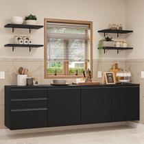 Armário de Cozinha Completa 240 cm Suspenso Preto Nice Madesa 10