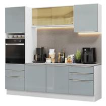 Armário De Cozinha Completa 240cm Branco/cinza Lux Madesa