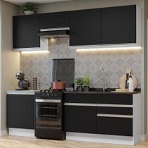 Armário de Cozinha Completa 240cm Branco/Preto Glamy Madesa 08 Armário de Cozinha Completa 240cm Branco/Preto Glamy Madesa 08