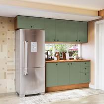 Armário De Cozinha Completa 240cm Canela/verde Frevo Pixel Kappesberg