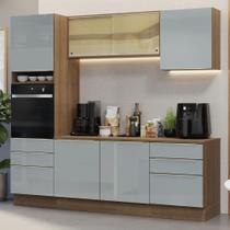 Armário de Cozinha Completa 240cm Rustic/Cinza Lux Madesa 08 Armário de Cozinha Completa 240cm Rustic/Cinza Lux Madesa 08