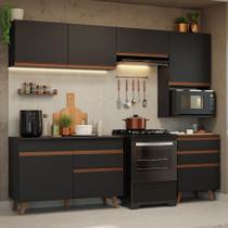 Armário de Cozinha Completa 250cm Preto Reims Madesa 07 Armário de Cozinha Completa 250cm Preto Reims Madesa 07