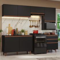 Armário de Cozinha Completa 250cm Preto Reims Madesa 08 Armário de Cozinha Completa 250cm Preto Reims Madesa 08