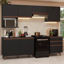 Armário de Cozinha Completa 250cm Preto Reims Madesa 09 Armário de Cozinha Completa 250cm Preto Reims Madesa 09