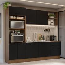 Armário de Cozinha Completa 250cm Rustic/Preto Agata Madesa 01