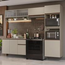 Armário De Cozinha Completa 260 Cm Suspenso Nice Madesa 11 Crema