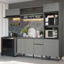 Armário de Cozinha Completa 260cm Cinza Nice Madesa 04