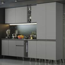 Armário De Cozinha Completa 260cm Cinza Nice Madesa Cinza Armário De Cozinha Completa 260cm Cinza Nice Madesa Cinza