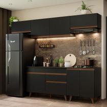 Armário de Cozinha Completa 260cm Preto Reims Madesa 10 Armário de Cozinha Completa 260cm Preto Reims Madesa 10