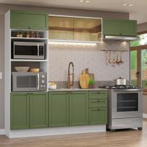 Armário de Cozinha Completa 270 cm Branco/Verde Vik Madesa 04 Armário de Cozinha Completa 270 cm Branco/Verde Vik Madesa 04