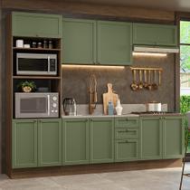 Armário de Cozinha Completa 270 cm Rustic/Verde Vik Madesa 01 Armário de Cozinha Completa 270 cm Rustic/Verde Vik Madesa 01