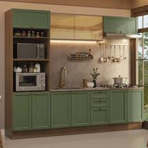 Armário De Cozinha Completa 270 Cm Rustic/verde Vik Madesa Armário De Cozinha Completa 270 Cm Rustic/verde Vik Madesa