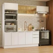 Armário de Cozinha Completa 270 x 60 cm Branco Lux Madesa 08 Armário de Cozinha Completa 270 x 60 cm Branco Lux Madesa 08