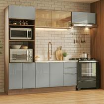 Armário de Cozinha Completa 270 x 60 cm Rustic/Cinza Lux Madesa 08
