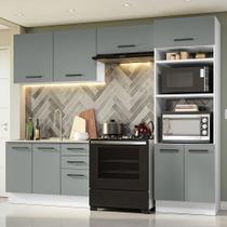 Armário de Cozinha Completa 270cm Branco/Cinza Agata Madesa 08