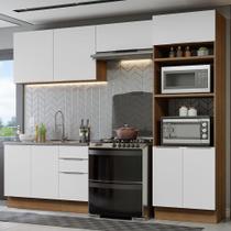 Armário de Cozinha Completa 270cm Rustic/Branco Stella Madesa 05 Armário de Cozinha Completa 270cm Rustic/Branco Stella Madesa 05
