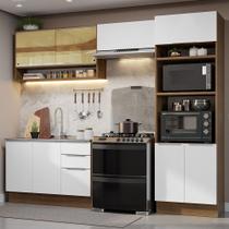 Armário de Cozinha Completa 270cm Rustic/Branco Stella Madesa 07 Armário de Cozinha Completa 270cm Rustic/Branco Stella Madesa 07