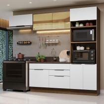Armário de Cozinha Completa 270cm Rustic/Branco Stella Madesa 08 Armário de Cozinha Completa 270cm Rustic/Branco Stella Madesa 08
