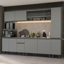 Armário de Cozinha Completa 280 cm Cinza Nice Madesa 03 Armário de Cozinha Completa 280 cm Cinza Nice Madesa 03