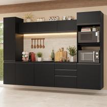 Armário de Cozinha Completa 280 cm Suspenso Preto Nice Madesa 06 Armário de Cozinha Completa 280 cm Suspenso Preto Nice Madesa 06