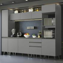 Armário De Cozinha Completa 280cm Cinza Nice 01 Cinza