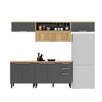 Armário de Cozinha Completa 280cm New Porto Grafite Madeira Itatiaia Armário de Cozinha Completa 280cm New Porto Grafite Madeira Itatiaia