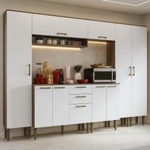 Armário de Cozinha Completa 285 cm Rustic/Branco Lille Madesa 01 Armário de Cozinha Completa 285 cm Rustic/Branco Lille Madesa 01