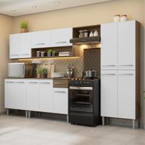 Armário de Cozinha Completa 293cm Rustic/Branco Emilly Madesa 01 Armário de Cozinha Completa 293cm Rustic/Branco Emilly Madesa 01