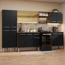 Armário de Cozinha Completa 293cm Rustic/Preto Emilly Madesa 05 Armário de Cozinha Completa 293cm Rustic/Preto Emilly Madesa 05
