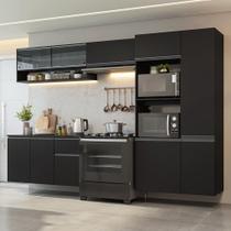 Armário de Cozinha Completa 300 cm Suspenso Preto Nice Madesa 07