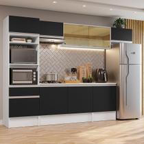 Armário De Cozinha Completa 300cm Branco preto Armário De Cozinha Completa 300cm Branco preto