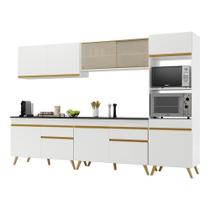 Armário De Cozinha Completa 302cm Veneza Multimóveis V3689 Branco/dourado Branco/dourado Armário De Cozinha Completa 302cm Veneza Multimóveis V3689 Branco/dourado Branco/dourado