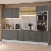Armário De Cozinha Completa 310 Cm Vik Madesa 01 Branco/cinza