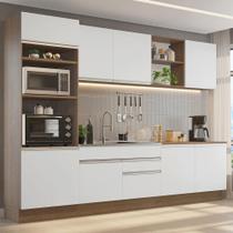 Armário de Cozinha Completa 310cm Rustic/Branco Glamy Madesa 02 Armário de Cozinha Completa 310cm Rustic/Branco Glamy Madesa 02