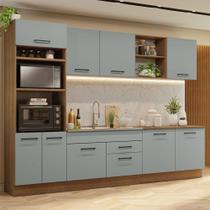 Armário De Cozinha Completa 310cm Rustic/cinza Agata Madesa 02 Rustic/cinza