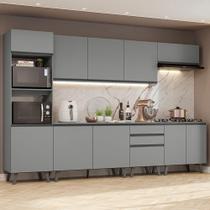 Armário De Cozinha Completa 320Cm Cinza Nice Madesa 06 Cinza