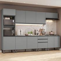 Armário de Cozinha Completa 320cm Cinza Nice Madesa 06 Armário de Cozinha Completa 320cm Cinza Nice Madesa 06