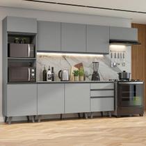 Armário De Cozinha Completa 320Cm Cinza Nice Madesa 08 Cinza Armário De Cozinha Completa 320Cm Cinza Nice Madesa 08 Cinza
