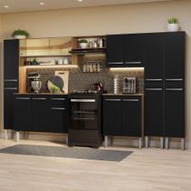 Armário De Cozinha Completa 325Cm Madesa 05 Rustic/Preto Armário De Cozinha Completa 325Cm Madesa 05 Rustic/Preto