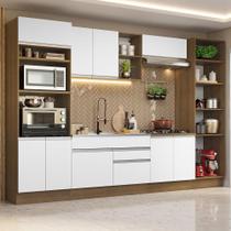 Armário de Cozinha Completa 330cm Rustic/Branco Glamy Madesa 03 Armário de Cozinha Completa 330cm Rustic/Branco Glamy Madesa 03