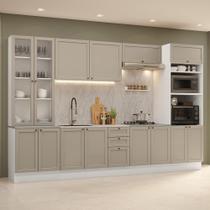 Armário de Cozinha Completa 340 cm Branco/Crema Vik Madesa 01