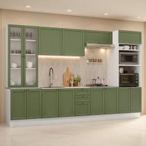 Armário de Cozinha Completa 340 cm Branco Vik Madesa 01 Armário de Cozinha Completa 340 cm Branco Vik Madesa 01
