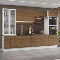 Armário de Cozinha Completa 340cm Branco/Rustic Stella Madesa 01