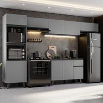 Armário De Cozinha Completa 340cm Nice Madesa 01 Cinza