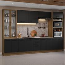 Armário de Cozinha Completa 340cm Rustic/Preto Agata Madesa 01