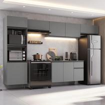 Armário de Cozinha Completa 340cm Suspensa Cinza Nice Madesa 02