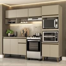 Armário de Cozinha Completa 4 peças com Balcão e Torre quente Atlanta Essence Carraro Amêndoa