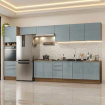 Armário de Cozinha Completa 400 cm Rustic/Cinza Lux Madesa 02 Armário de Cozinha Completa 400 cm Rustic/Cinza Lux Madesa 02